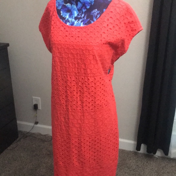 Orange Textured Tunic Dress size L - Picture 2 of 4